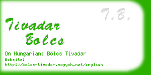 tivadar bolcs business card